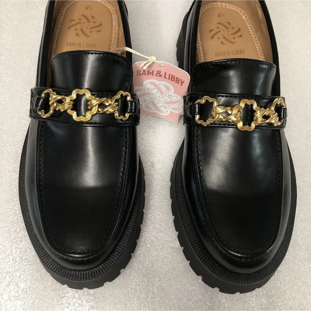 Sam & Libby Women's Black Rylan Lug Sole Loafer Low Top Slip-On 8.5 NEW - Picture 4 of 16